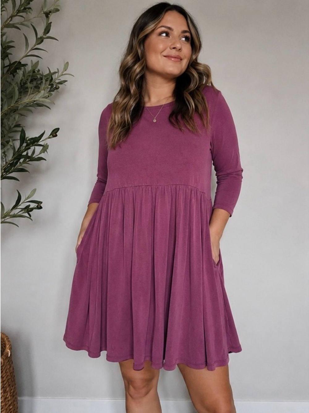American Eagle Outfitters Mauve Swing Mini Dress